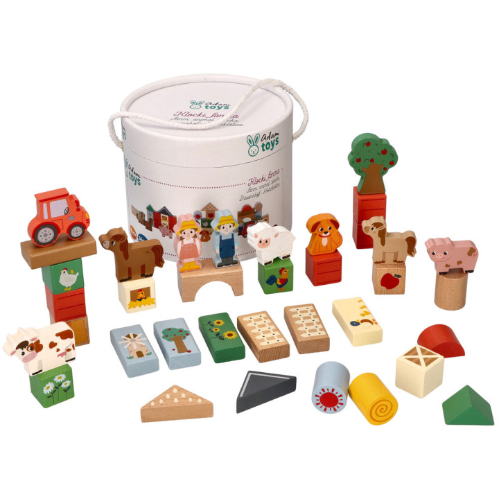 Klocki Drewniane Przygoda na Farmie 36el Adam Toys | Planeta Kreatywności
