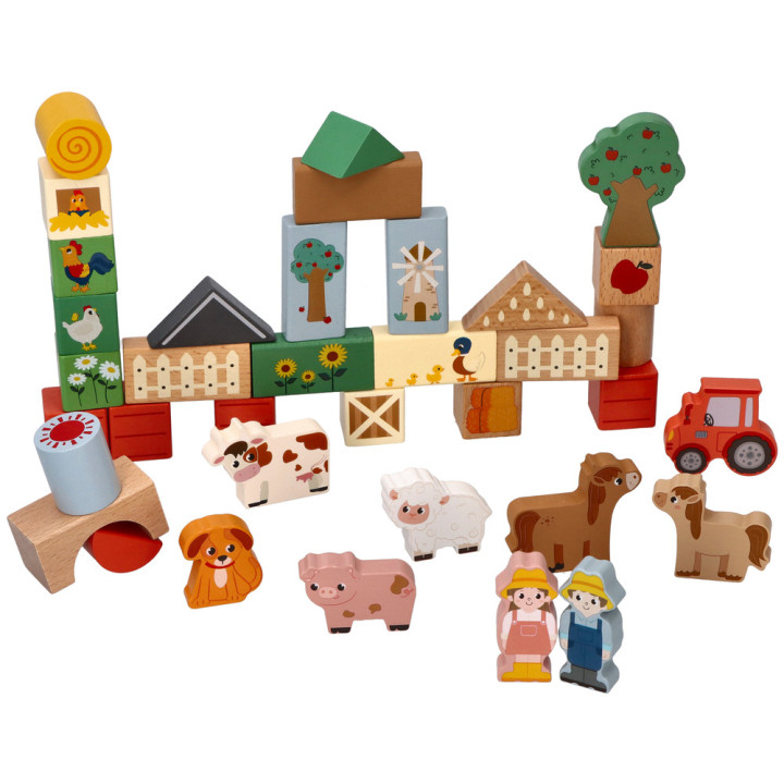 Klocki Drewniane Przygoda na Farmie 36el Adam Toys | Planeta Kreatywności