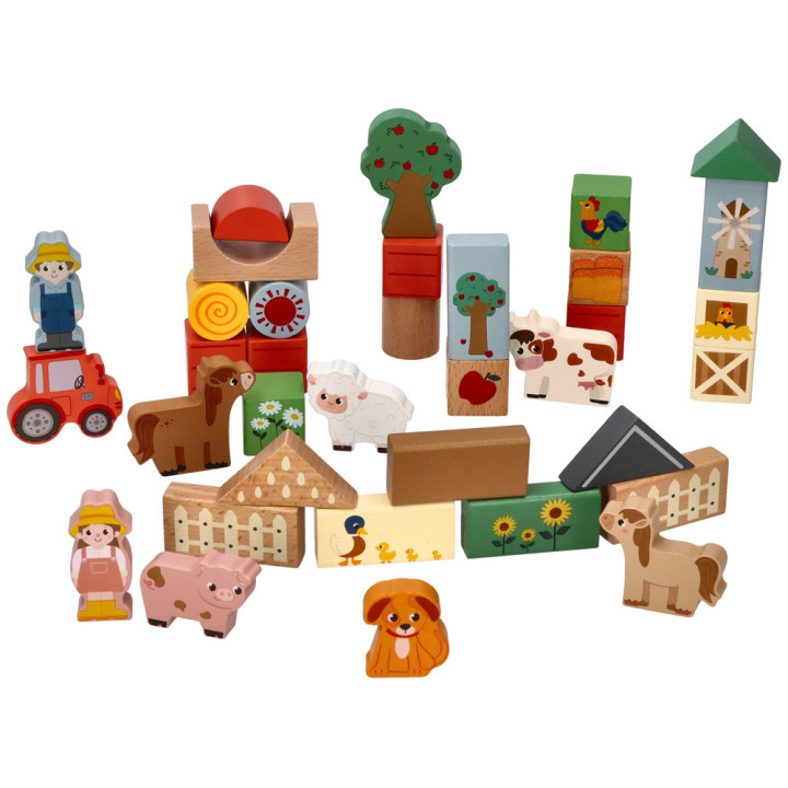 Klocki Drewniane Przygoda na Farmie 36el Adam Toys | Planeta Kreatywności