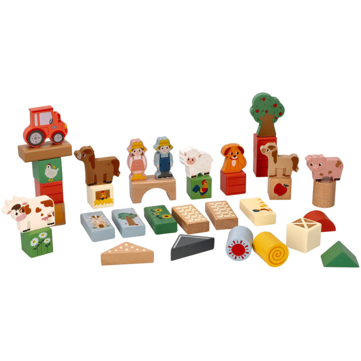 Klocki Drewniane Przygoda na Farmie 36el Adam Toys | Planeta Kreatywności